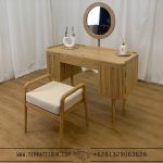 Meja rias jati modern minimalis cermin bulat TT-041