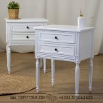 Nakas 2 laci klasik cat duco putih kayu mahoni TT-042