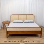 Tempat tidur japandi style kayu jati rotan queen TT-034