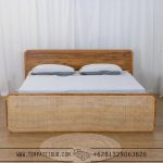 Tempat tidur jati minimalis kombinasi rotan TT-032