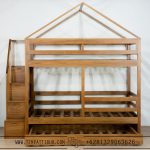Tempat tidur tingkat jati jepara tangga laci TT-012