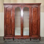 Lemari pakaian klasik 4 pintu kayu jati TT-110
