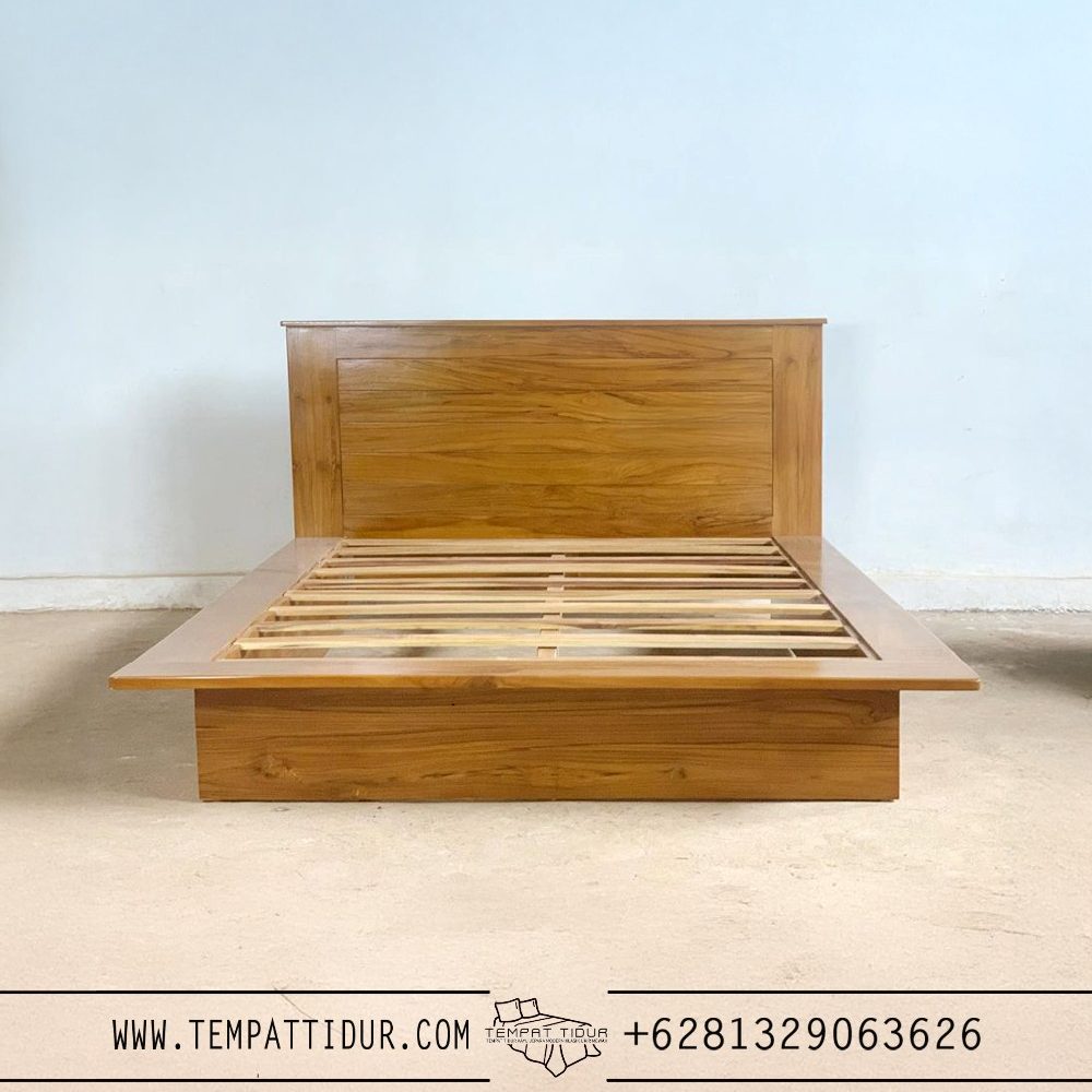 Tempat tidur jati jepara minimalis blok kasur queen TT-129