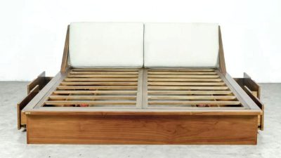 Tempat tidur minimalis 4 laci jati japandi style TT-121