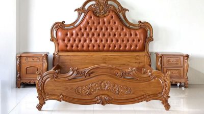 Tempat tidur ukir jepara kayu jati modern lasik TT-094