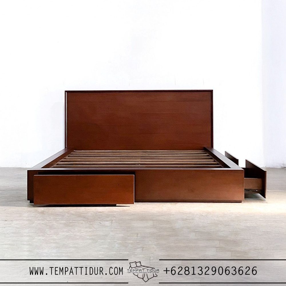 Tempat tidur jati 3 laci kolong simple minimalis TT-134